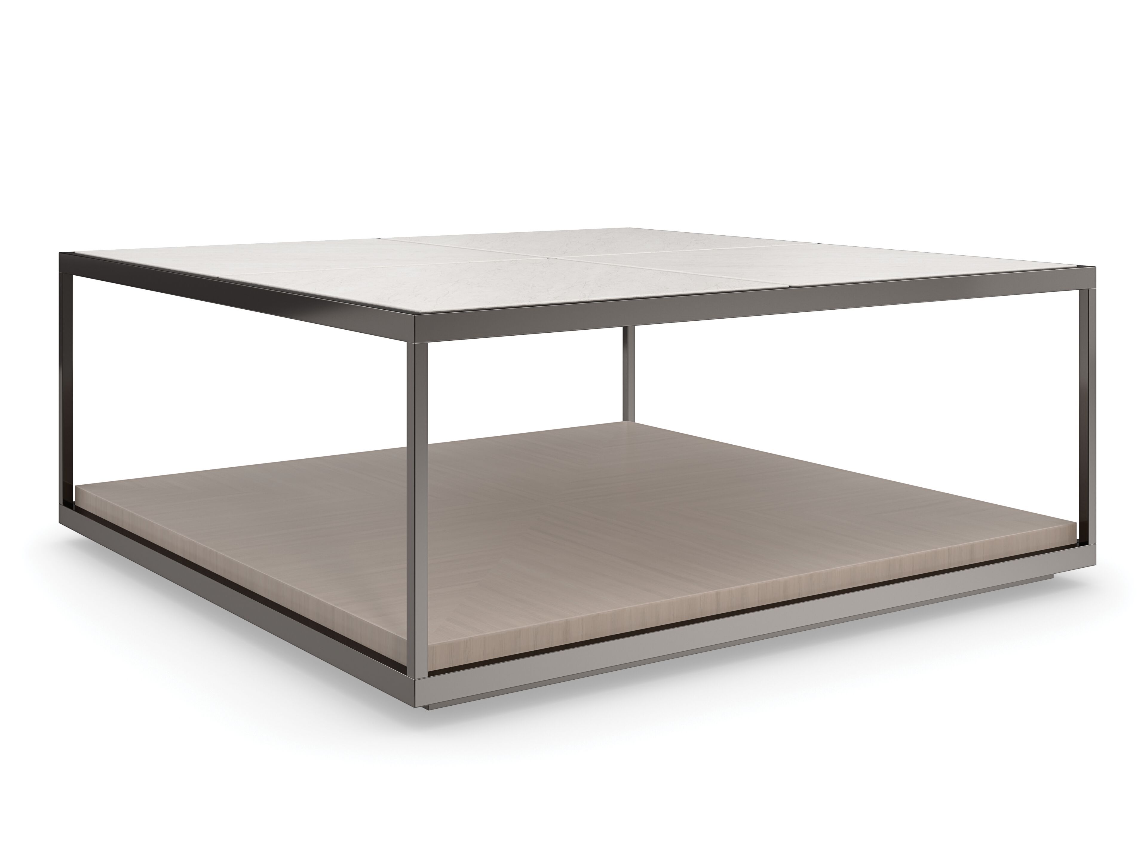 Квадратный журнальный столик из травертина Caracole CARTESIAN ARCH-00144882