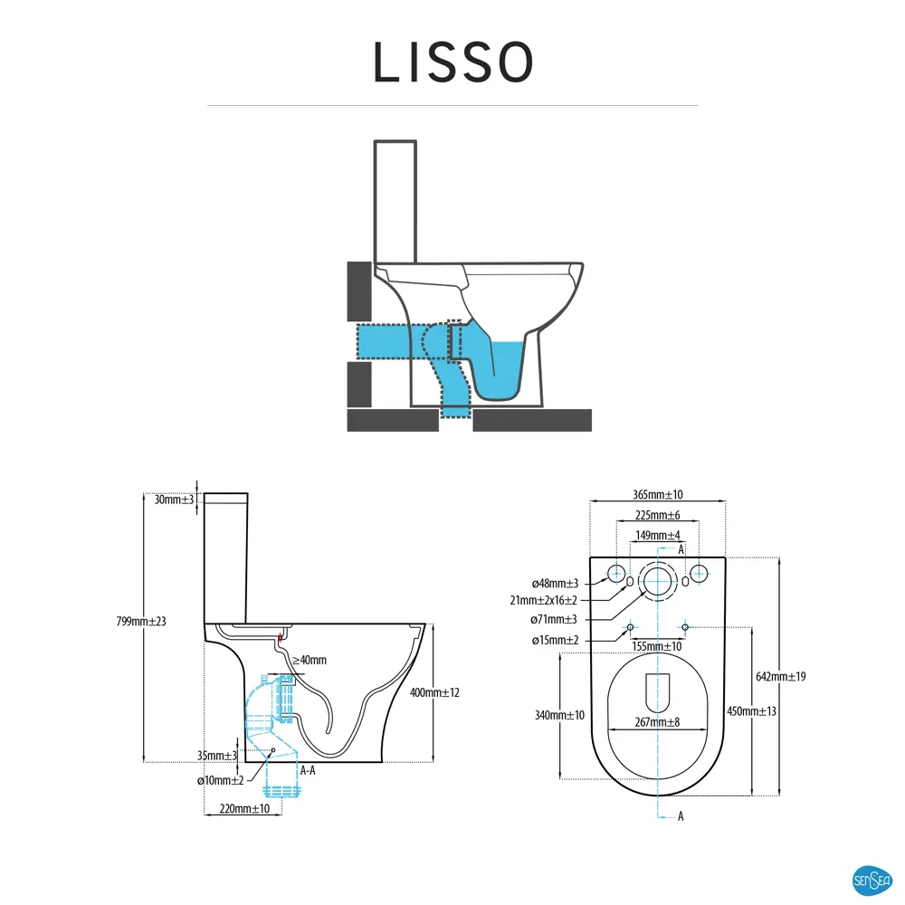 Унитаз-компакт Sensea Lisso универсальный выпуск двойной слив цвет белый STLM-2040173 - Вид №13