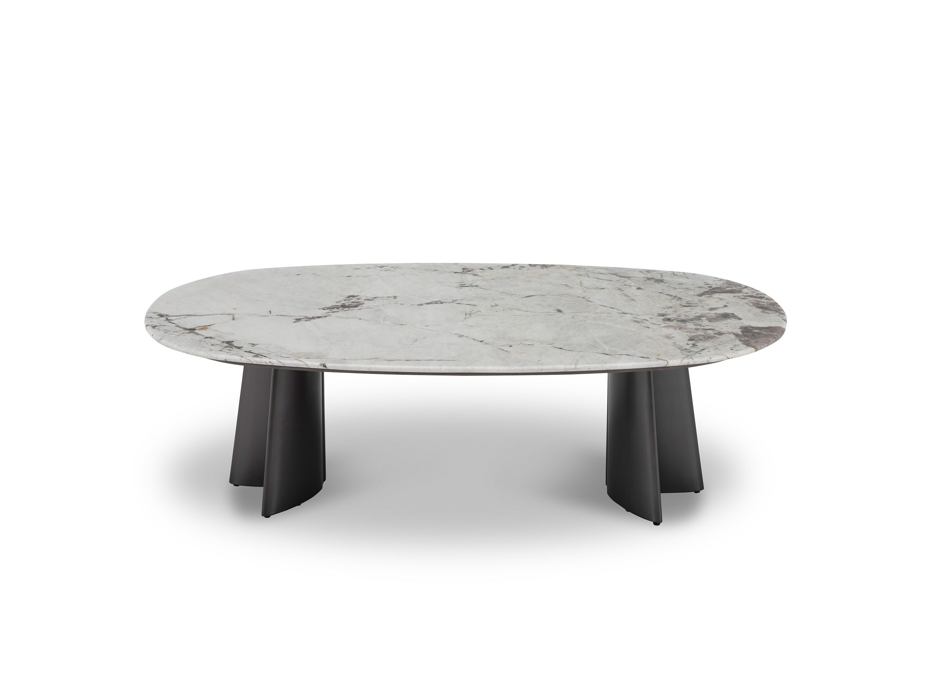 Низкий овальный журнальный столик из мрамора и нержавеющей стали CAMPO DE' FIORI ASCT649 ARCH-00070418 - Вид №1
