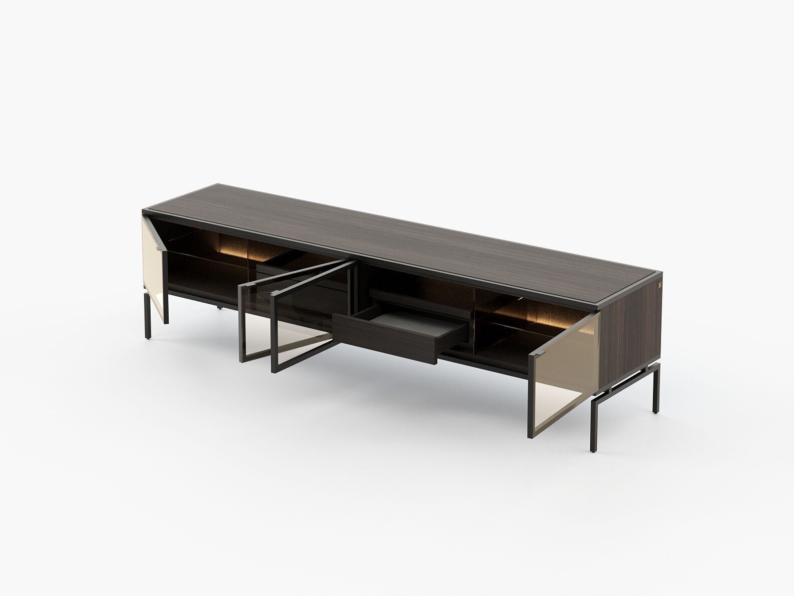 Шкаф для телевизора из дерева и стекла Laskasas холст ARCH-00080454