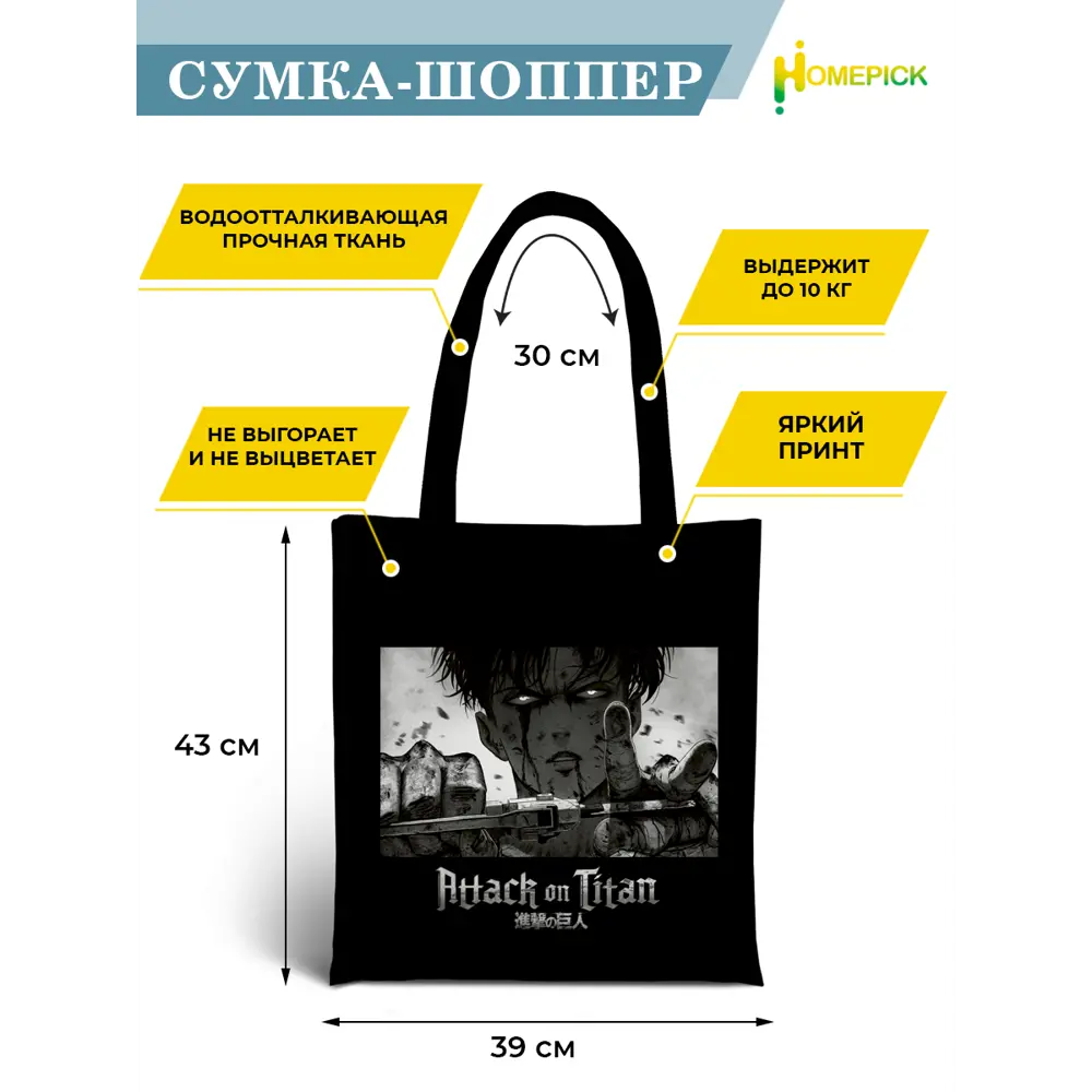 Сумка для покупок Homepick 43732 39x43 см 10 л оксфорд цвет черный