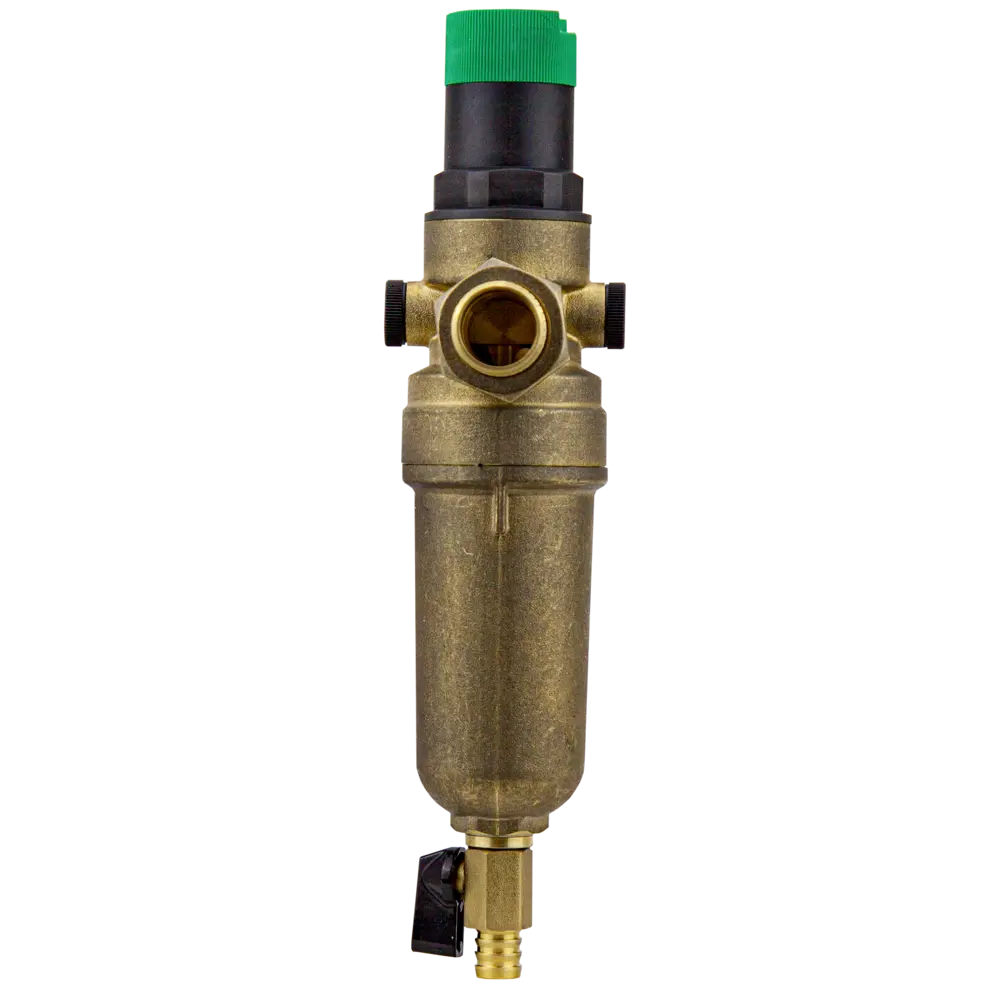 Промывной фильтр для ГВС Посейдон 3/4" НР 100 мкм с редуктором давления латунь 13621 STLM-2021853 - Вид №1