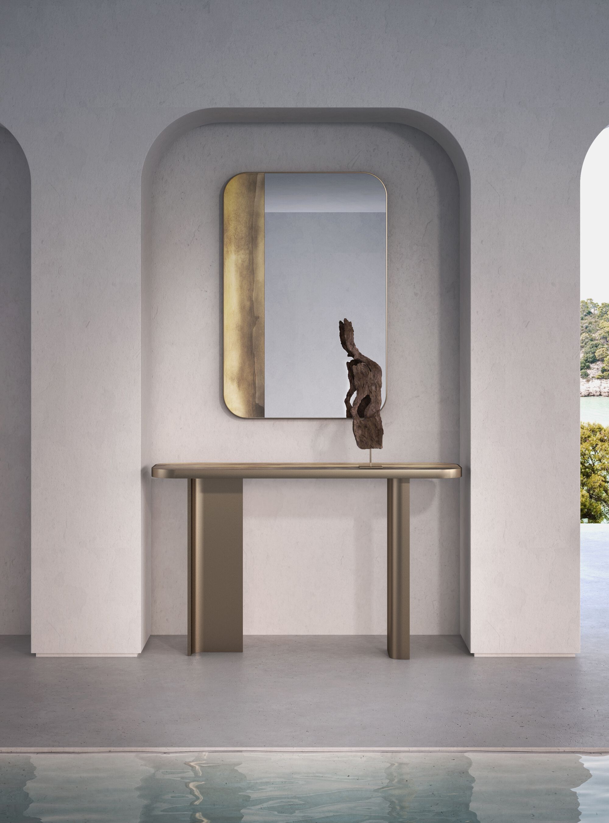 Настенное зеркало с деревянной рамой ARTE VENEZIANA итальянские пейзажи ARCH-00017212 - Вид №2