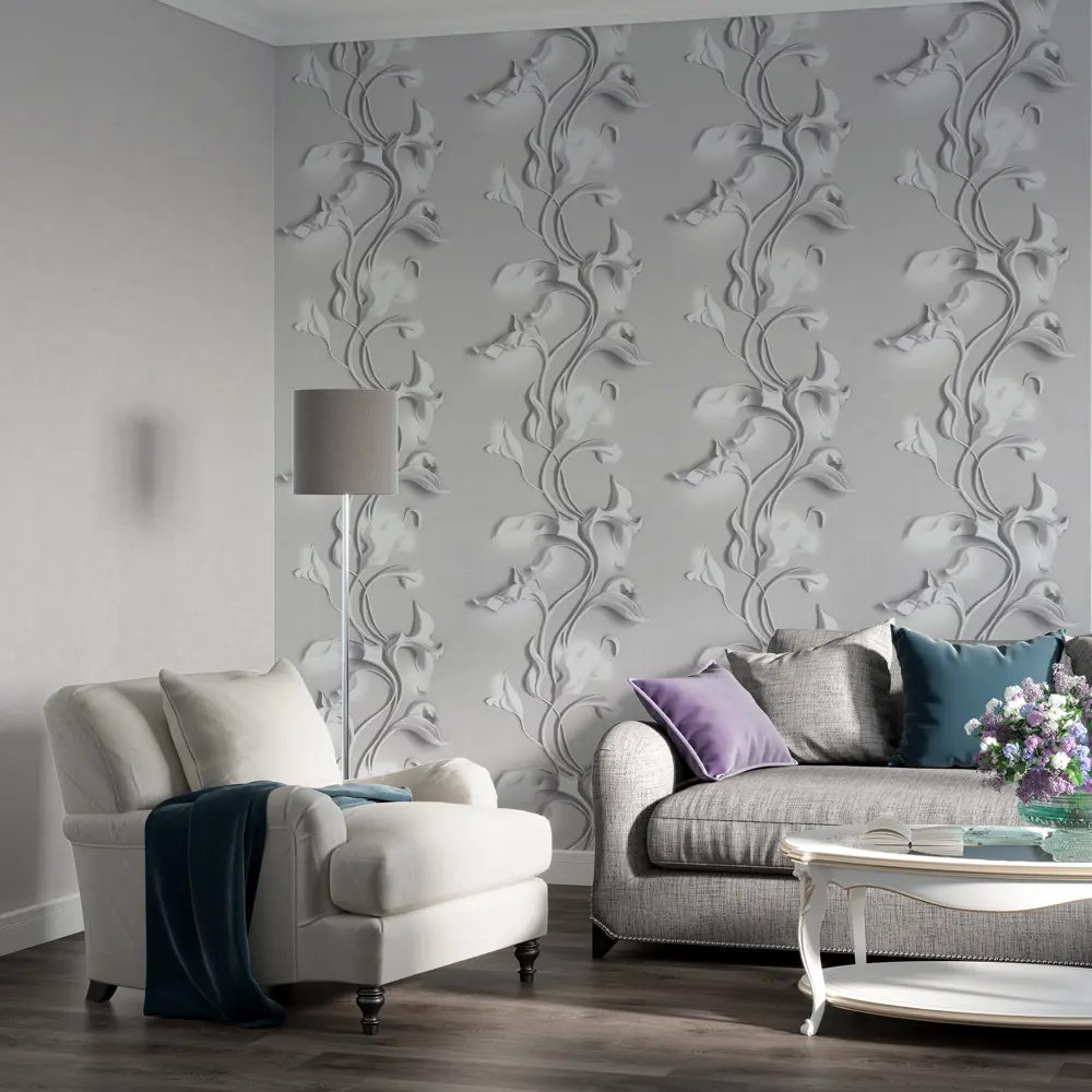 Обои флизелиновые Palitra Home Barelief светло-серые 1.06 м HC72275-24 STLM-2103610 - Вид №4