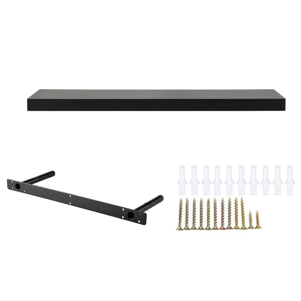 Настенная полка KONSENSA 80x23.5 см со скрытым креплением МДФ цвет черный STLM-2080671 - Вид №6