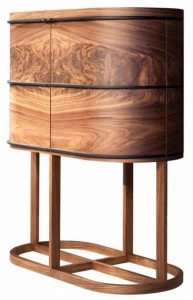 Mobi Барный шкаф из фанерованной древесины со встроенным освещением Aria