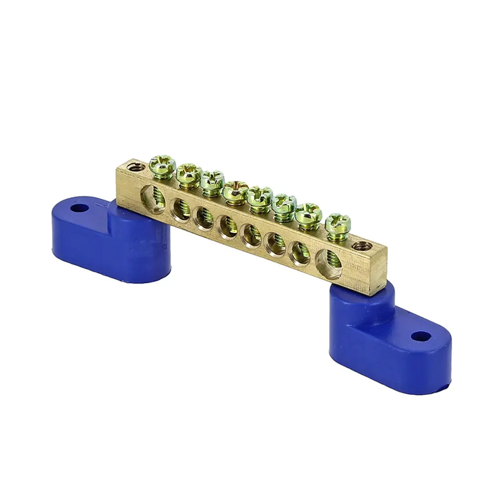 Шина N EKF 8 отверстий 2 изолятора 6x9 мм латунь STLM-2020854