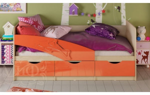 79100 Детская кровать Дельфин 80х160, оранжевый металлик Миф
