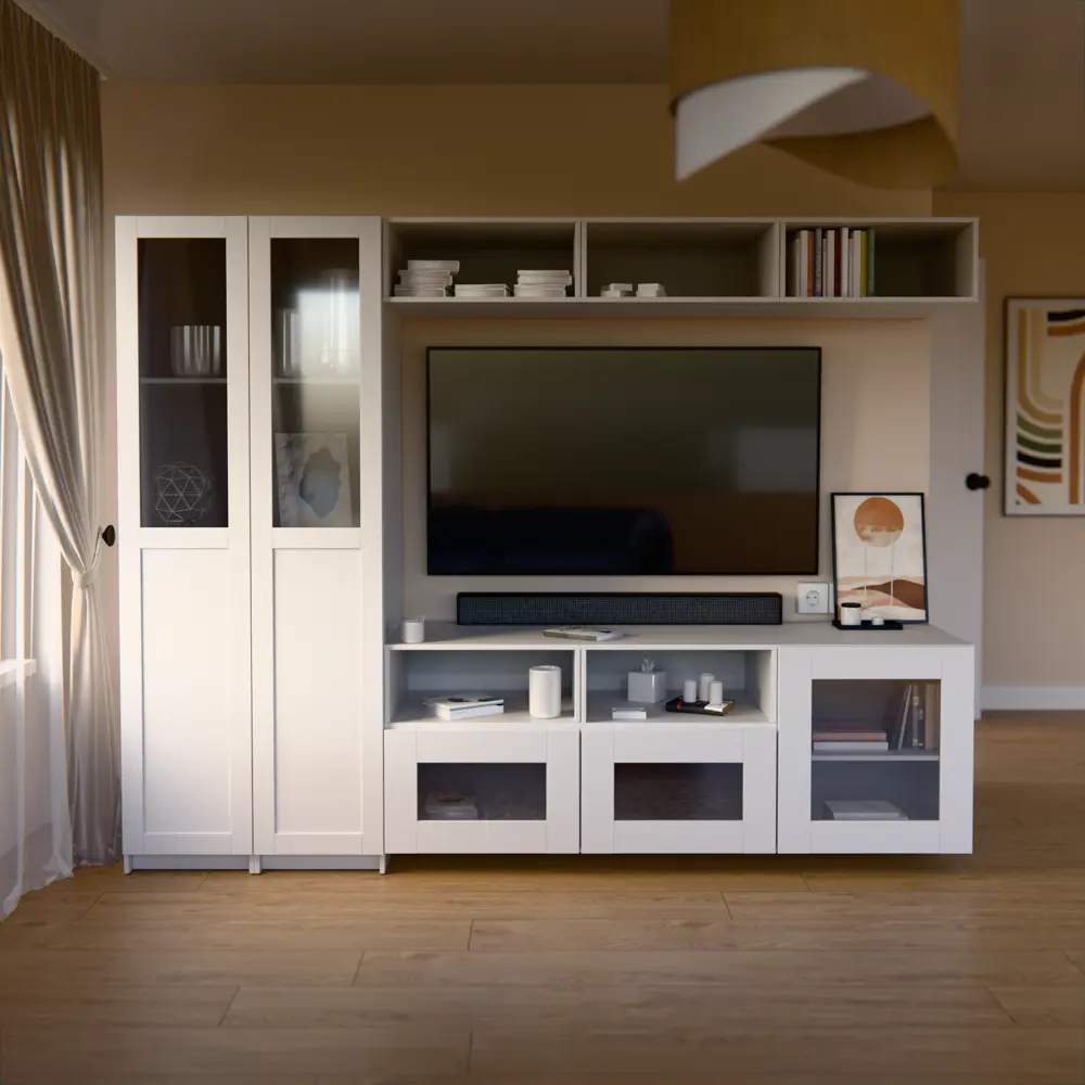 Дверь для шкафа Буккер 1 стекло 39.7x193.8x1.6 см ДСП левая цвет белый Santreyd STLM-2012394 - Вид №8