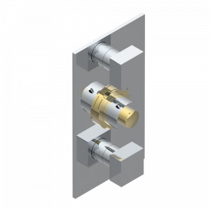 G79-5400BE Накладка с ручкой регулировки температуры и двумя маховиками для термостатического смесителя 5400AE Thg-paris Cubica Хром/золото