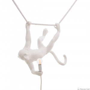 Seletti 14875 MONKEY SWING светильник подвесной обезьяна на канате белая