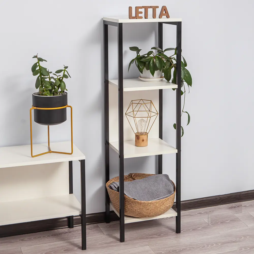 Стеллаж 3 секции Letta 28x112x33 см ЛДСП цвет белый/черный