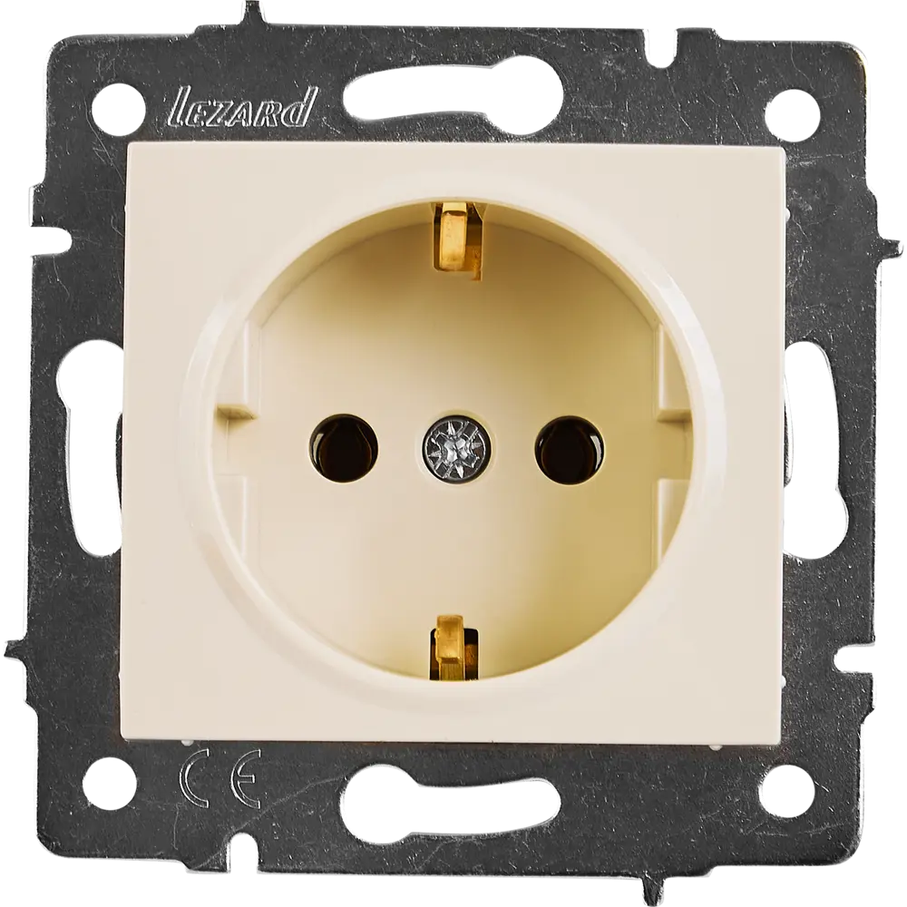 Розетка Lezard Karina с заземлением цвет кремовый STLM-2039675
