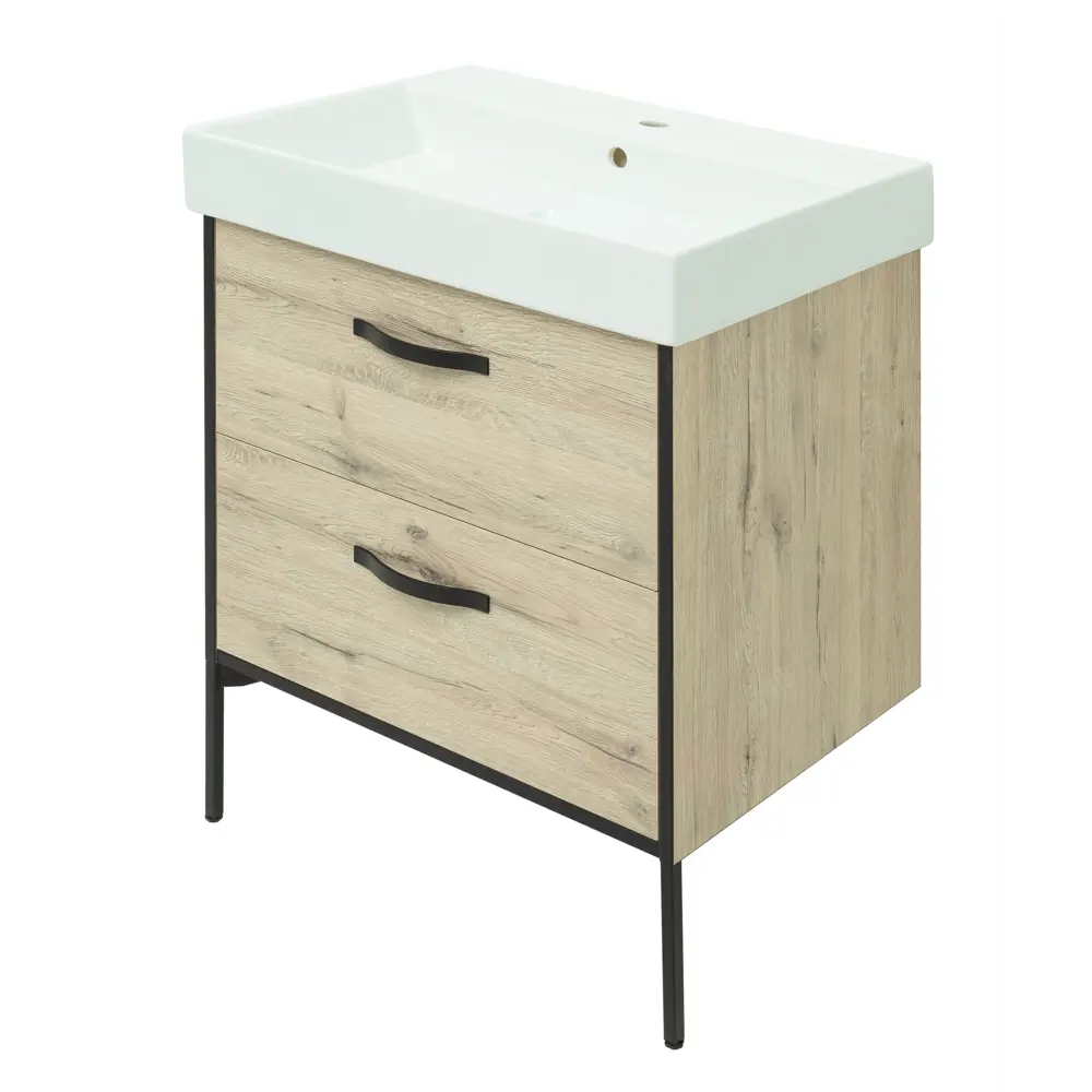 Тумба под раковину Aquanet Инди Вилис подвесная 65 см цвет дуб белый STLM-2045944