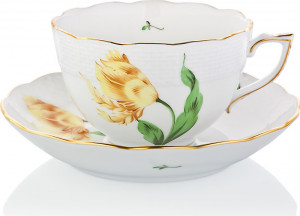 1051655 Herend Чашка чайная с блюдцем 250мл "Китти" (желтая) Фарфор