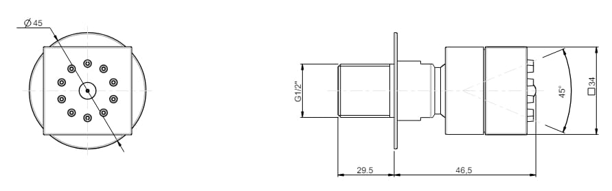 Боковая насадка для душа с системой защиты от накипи Rubinetterie Frattini душевые ARCH-00047938 - Вид №7