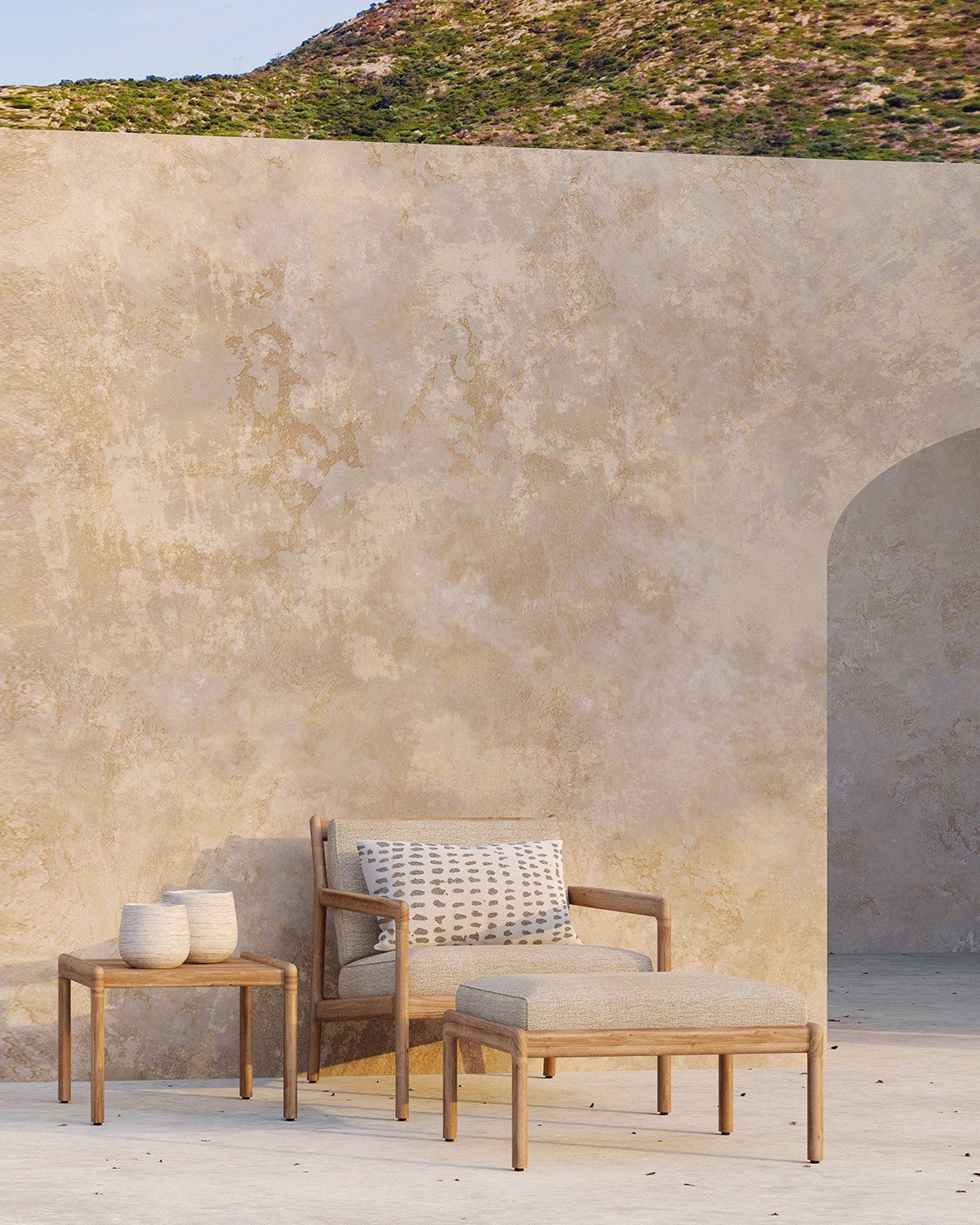 Прямоугольная Садовая подставка для ног из ткани и тика Ethnicraft Джек ARCH-00152301 - Вид №4