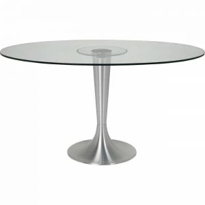Обеденный стол стеклянный овальный на металлической ножке 140 см Grande Possibilita KARE GRANDE POSSIBILITA 323059 Прозрачный