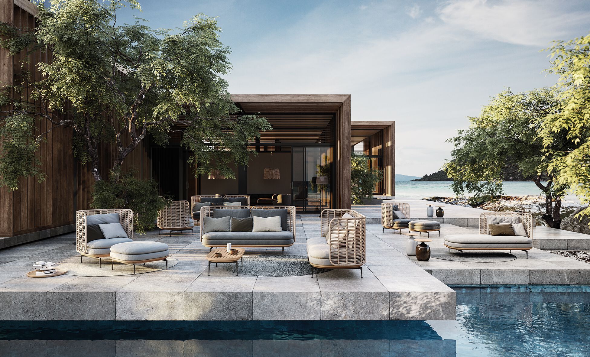 3-местный плетеный и тканый садовый диван Gloster ARCH-00089847 - Вид №2