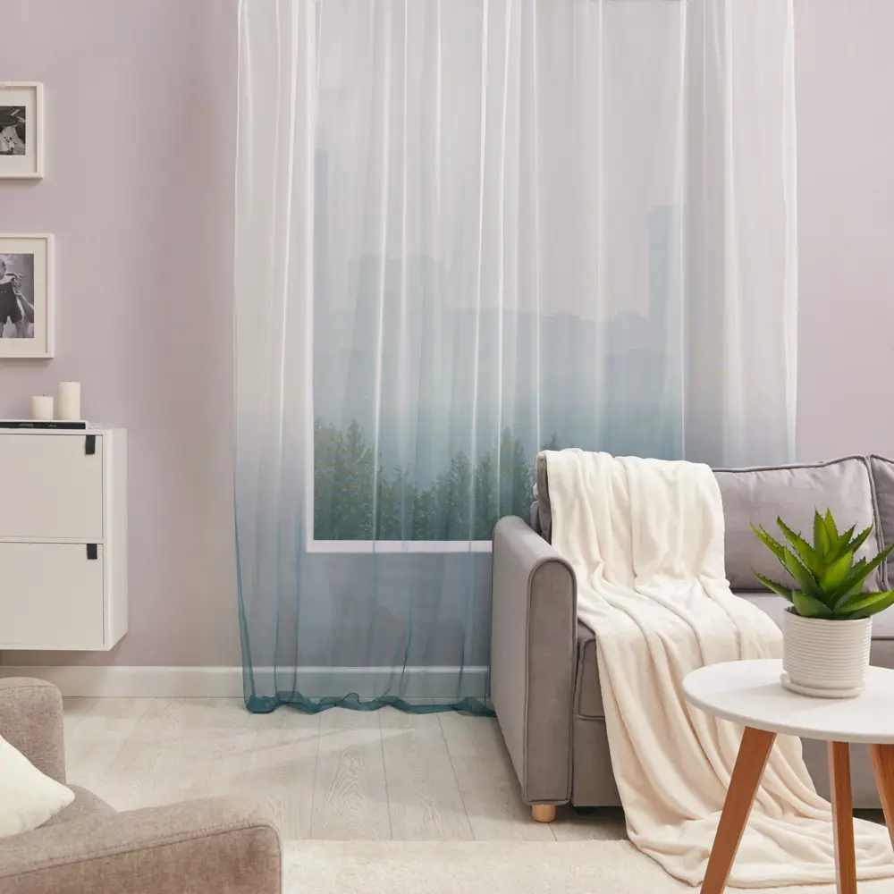 MIAMOZA Тюль Париж - элегантная занавесь цвета морской волны 300x280 см 84841891 STLM-0055954