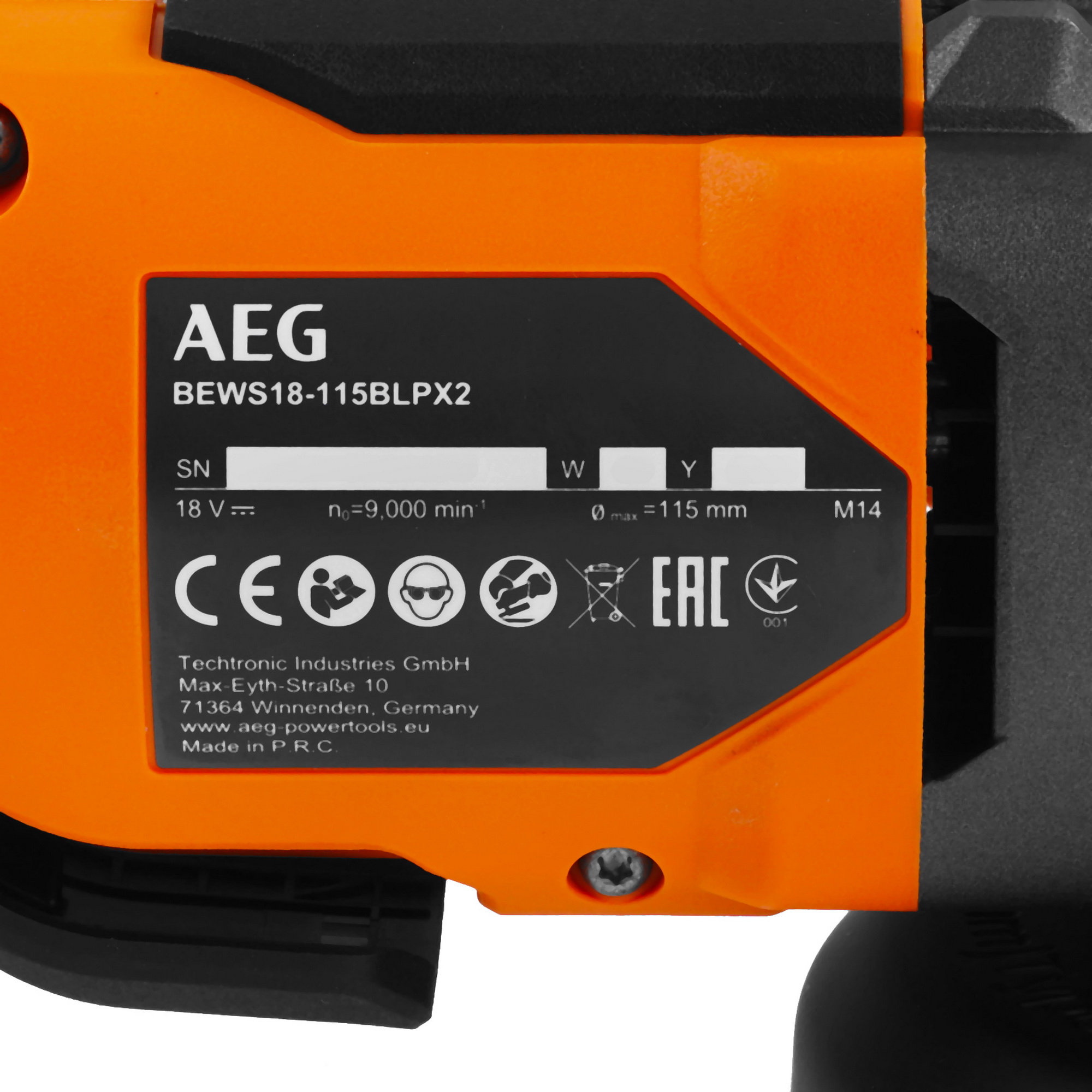 Углошлифовальная машина (УШМ) AEG BEWS18-115BLPX2-0 PRO 18V  , Без ЗУ, Без АКБ 5480997 STDN-0051969 - Вид №4