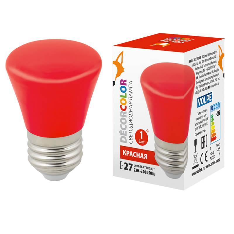 LED-D45-1W/RED/E27/FR/С BELL Лампа светодиодная E27 1W красная UL-00005638 Volpe Bell LED-D45