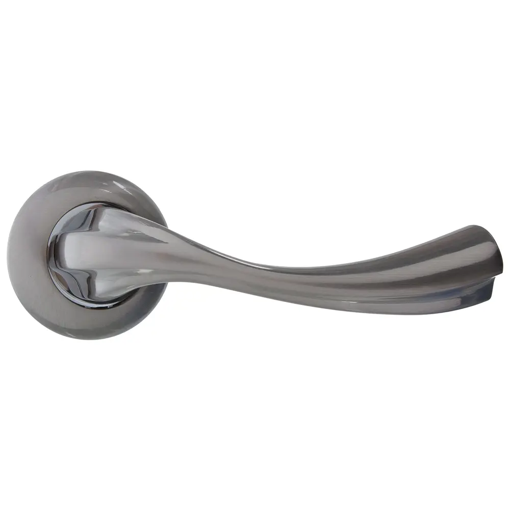 Ручки дверные на розетке Kerron DR7170, ЦАМ, цвет перламутровый никель/глянцевый хром STLM-2165709