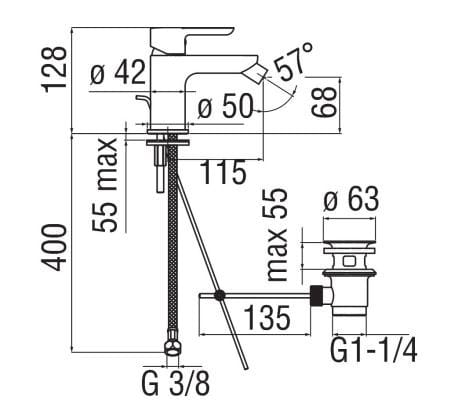 Однорычажный смеситель для биде с регулируемым горлышком Nobili Abc ARCH-00033135 - Вид №2