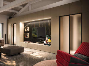 Оборудованная перегородка из алюминия и дерева