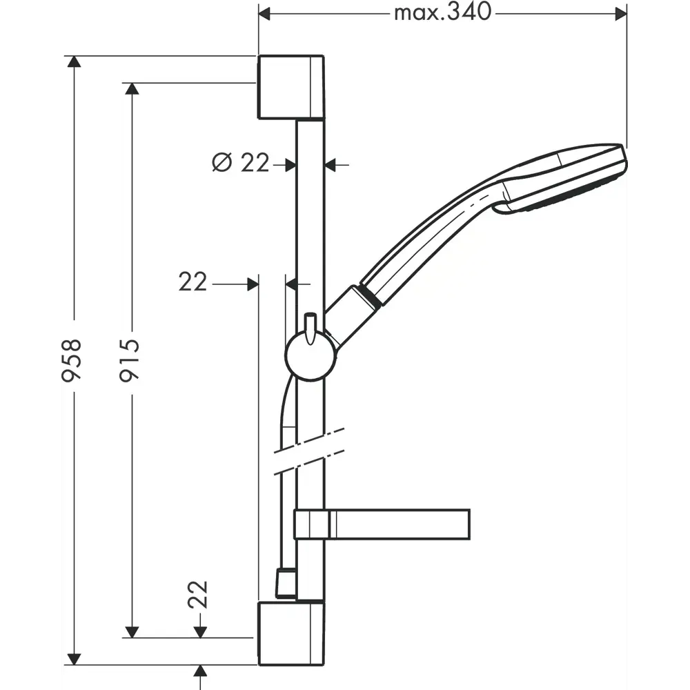 Душевая стойка Hansgrohe Croma 100 Vario Unica 90 см 4 режима Без серии STLM-2152197 - Вид №4