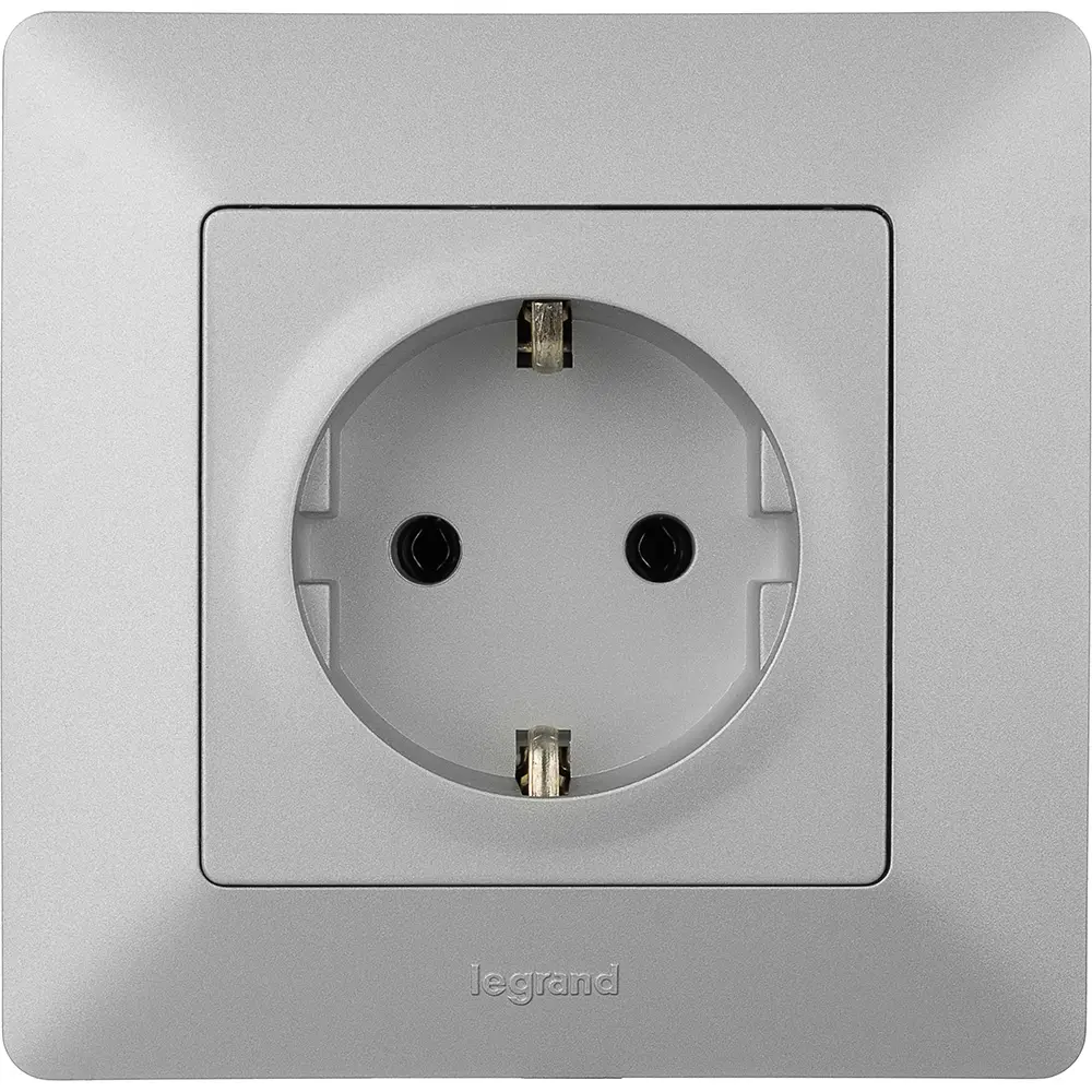 Розетка Legrand VLN-L 2 контакта с заземлением цвет алюминий Valena Life STLM-2183199 - Вид №8