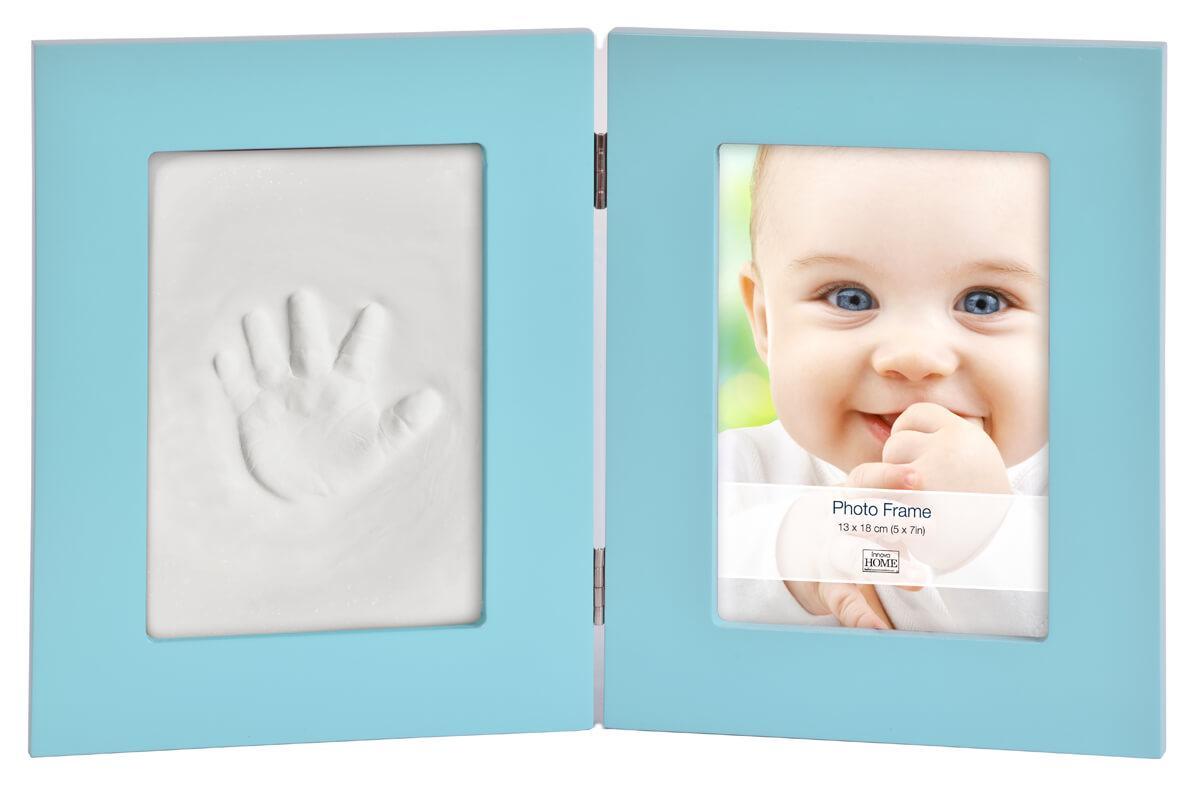 Б0032002 Фоторамка PI07886 Фоторамка 13*18 + набор для лепки Baby Keepsake photo and imprint kit голубая, МДФ Innova