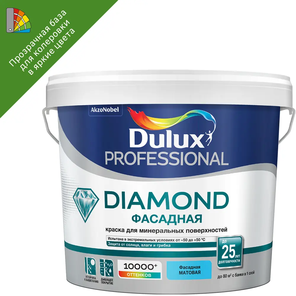 Краска для колеровки фасадная Dulux Гладкая bs прозрачная база BM 2.4 л STLM-2167113