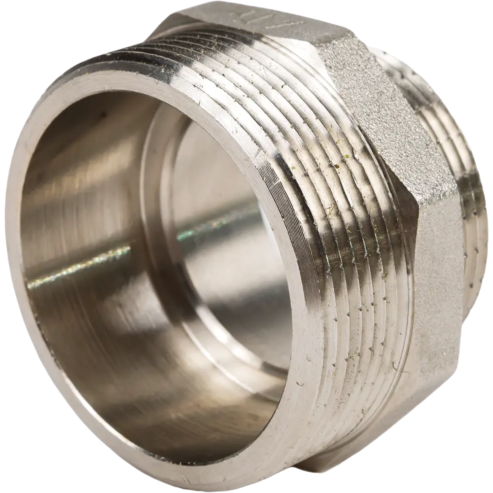 Ниппель переходной Valtec наружная-наружная резьба 1 1/2"х2" никелированная латунь VTr.580.N.0908 STLM-2205623 - Вид №1