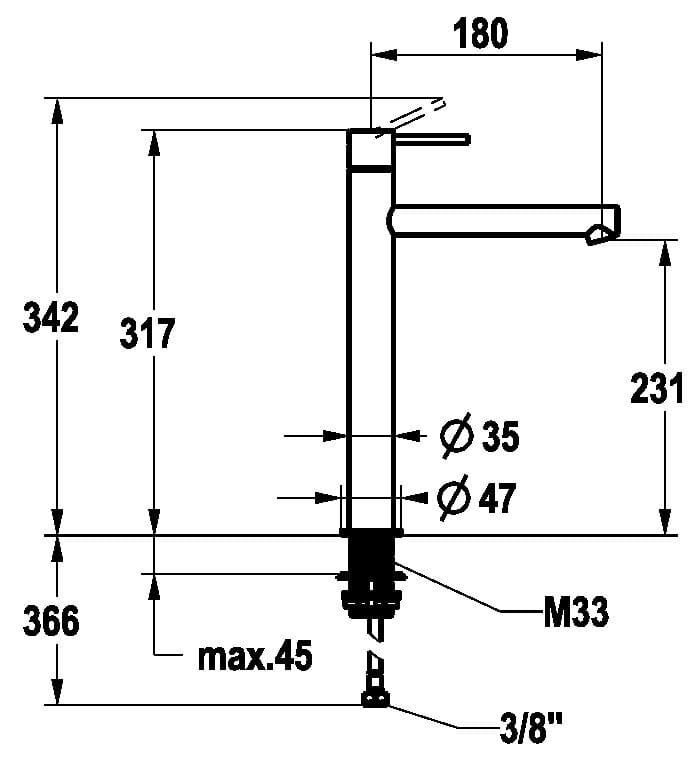 Однорычажный высокий смеситель для раковины KWC ONO E ARCH-00145691 - Вид №6