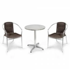 Мебель из ротанга, круглый стол и стулья коричневые на 2 персоны AFINA  240940 Коричневый;хром