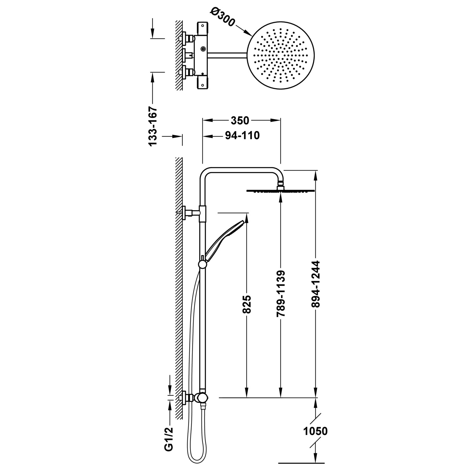 НАСТЕННЫЙ 2-полосный настенный термостатический смеситель для душа-19038701 TRES Thermostatic - Вид №1