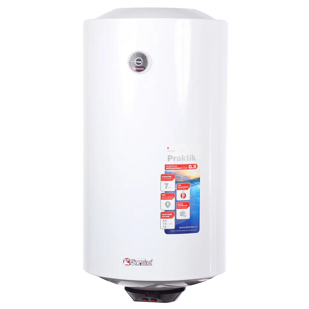 Водонагреватель накопительный 1-2.5 кВт 100Л Thermex Praktik 100 V нержавеющая сталь STLM-2035064 - Вид №1