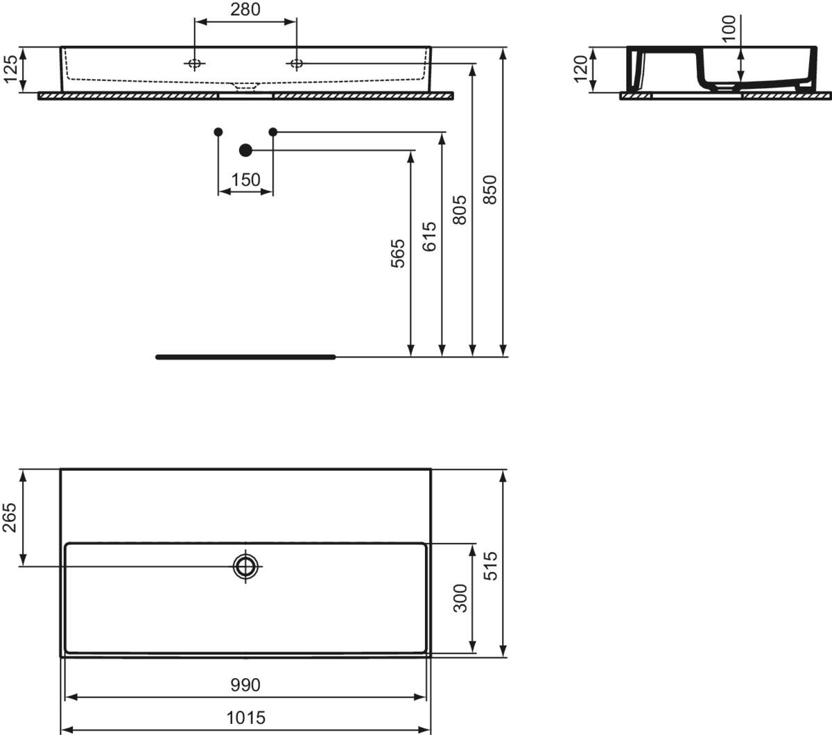 Прямоугольный умывальник Diamatec® Ideal Standard Solos ARCH-00024492 - Вид №2