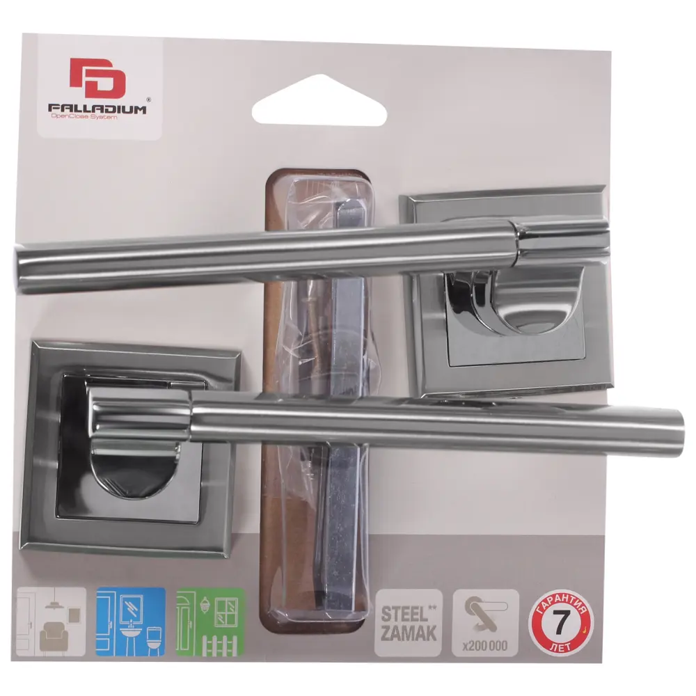 Ручка дверная на розетке Palladium «Oscar» SN/CP, ЦАМ, цвет матовый никель/хром STLM-2131745 - Вид №3