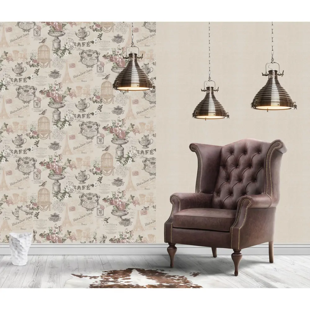 Московская Обойная Фабрика EcoStyle «Лён» - бежевые бумажные обои для уютного интерьера 17925683 Винтаж STLM-0816901 - Вид №2