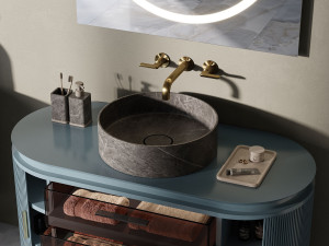 Мраморная столешница круглый умывальник