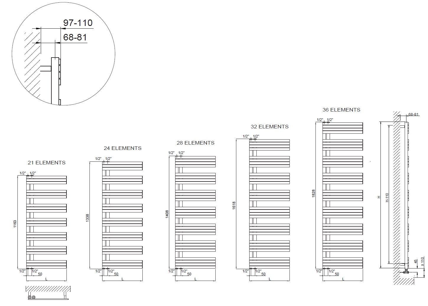 Вертикальный полотенцесушитель с горячей водой Cordivari Design Inox Style ARCH-00092667 - Вид №3