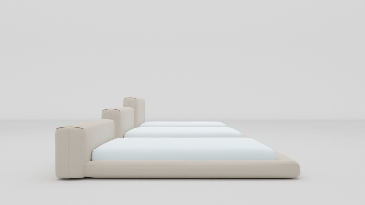 Двуспальная кровать из ткани с мягким изголовьем Nobonobo ABALA ARCH-00058846 - Вид №1