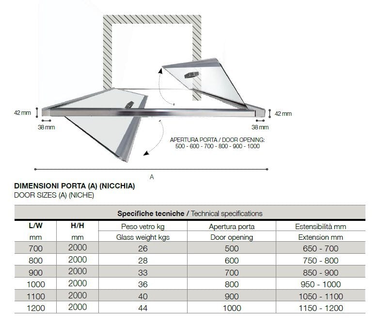 Алюминиевая и стеклянная нишевая душевая кабина с распашной дверью TAMANACO FPSL60 ARCH-00049456 - Вид №4