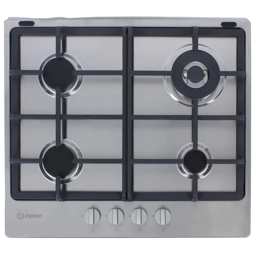 Варочная панель газовая Indesit THP 641 W/IX/I 4 конфорки нержавеющая сталь STLM-2074448 - Вид №1