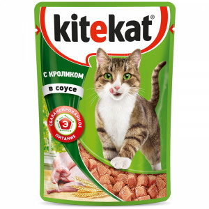ПР0037576 Корм для кошек кролик в соусе конс. пауч 85г Kitekat