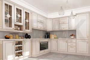 Фасады для кухни Патина Фрезеровка «Бостон» Вишня Шираз №168