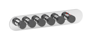 EUA522SRNMR_2 Комплект наружных частей термостата на 5 потребителей - горизонтальная овальная панель с ручками Marmo IB Aqua - 5 потребителей