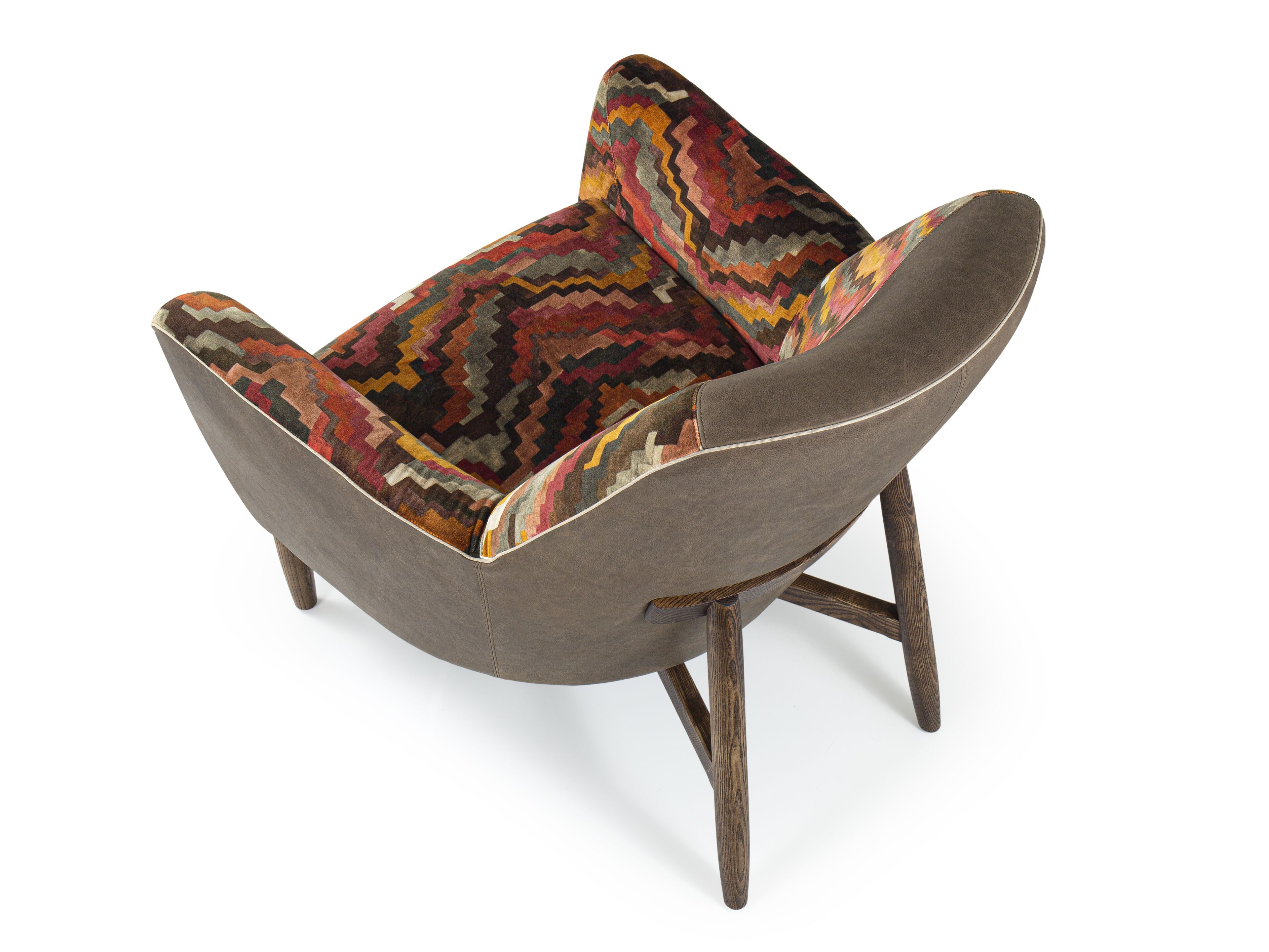 Кожаное и тканевое кресло с подлокотниками Borzalino EVE PLUS ARCH-00129537 - Вид №2